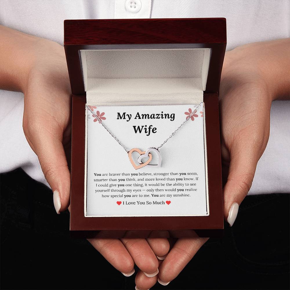 To My Wife - Interlocking Hearts Necklace
